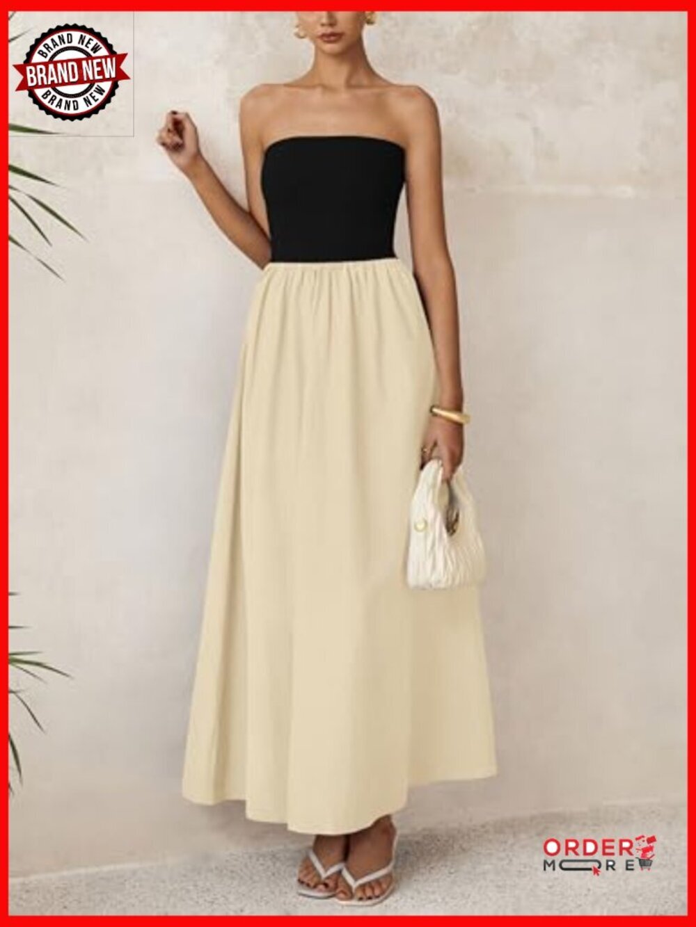 Strapless Maxi Dress Tube Top A-Line Long Formal Cocktail Party Dress - Picture 4 of 7